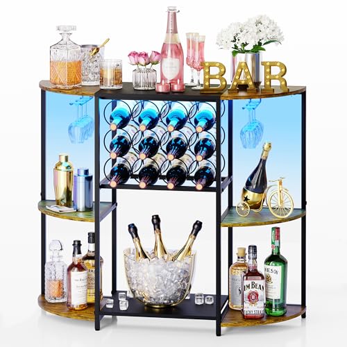 JKsmart Wine Bar Cabinet with LED Lights, Mini Wine...