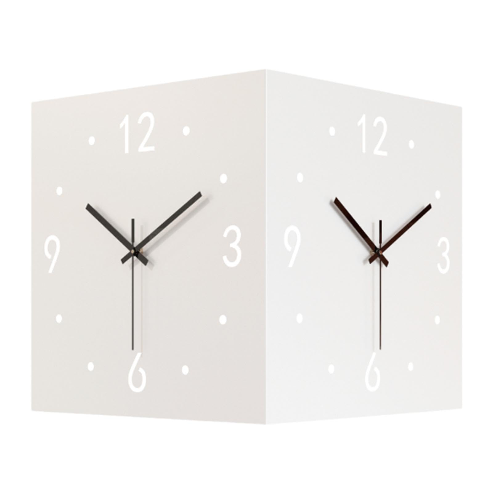 Horloge d'angle carrée en métal double face avec capteur et mécanisme silencieux