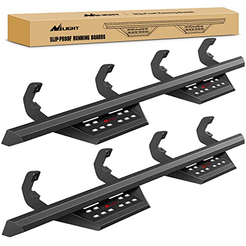 Image of Nilight Running Boards for 2019-2026 Chevy Silverado GMC Sierra 1500 2020-2026 Chevy Silverado GMC Sierra 2500HD 3500HD Crew Cab 3.6 Inch Drop Side Steps Bolt-on Black Powder Coated