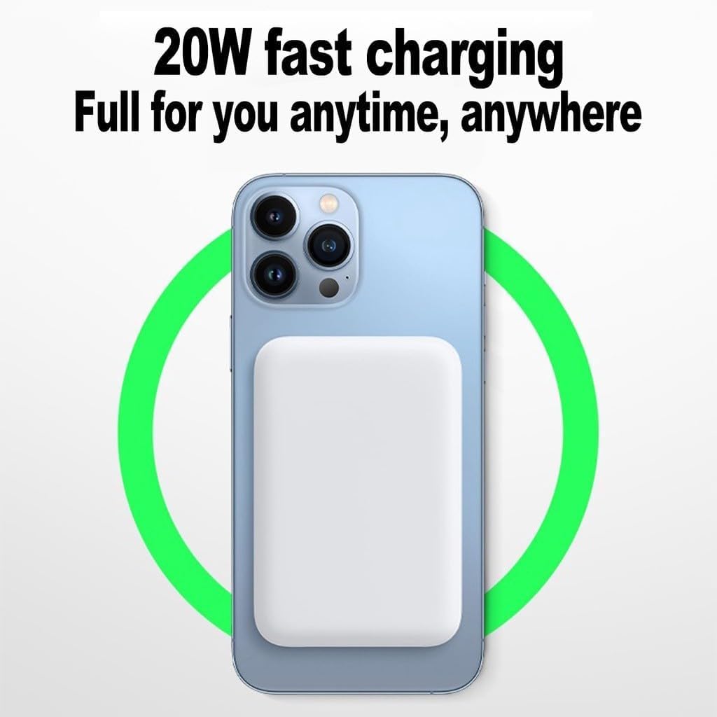 Batterie Externe Magnétique Flintronic - Power Bank 5000mAh - Charge Rapide Sans Fil - Compatible IPhone 15 à 12 - Portable Et Sûr - 10