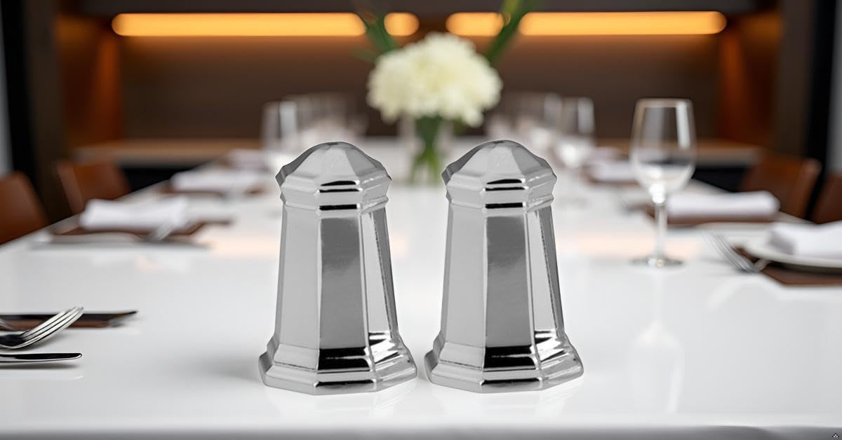 Salz- und Pfefferstreuer "Hamburg" | Achteckig | Silber Plated versilbert | 4x3 cm | Edles Tafelsilber | Ideal als Geschenk