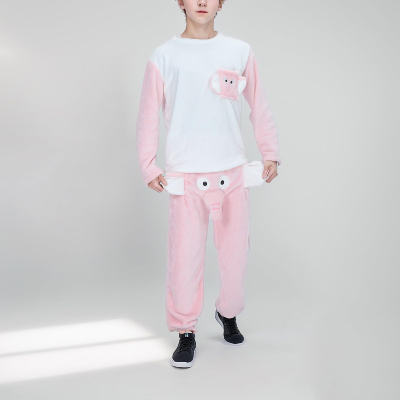 Generisch Pijama de forro polar para hombre, traje de casa de franela de gran tamaño, conjunto de pijamas de 2 piezas, parte superior y pantalones de pijama, cálido para hombre, ropa de dormir de peso