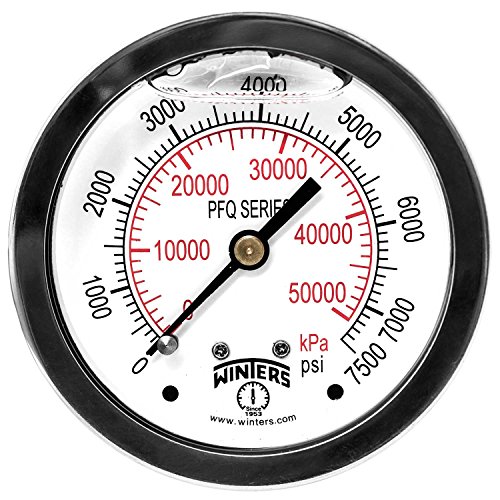 Image of Winters 2-1 /2 inch Dial Size, Liquid Filled Industrial Pressure Gauge, Brass Internals, Stainless Steel Case, Dual Scale 0-7,500 psi /kPa, 1.5% Acc, 1 /4 inch NPT Back Mount, Glycerin Filled Pressure Gauge