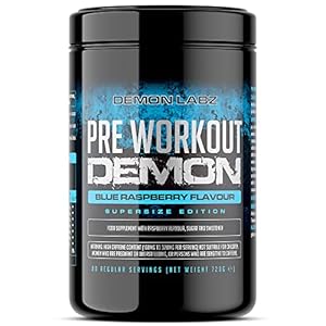 Pre Workout Demon – Advanced Pre-Workout Energy Powder with Creatine, Caffeine, Beta-Alanine & Glutamine, Blue Raspberry, 720-80 Servings