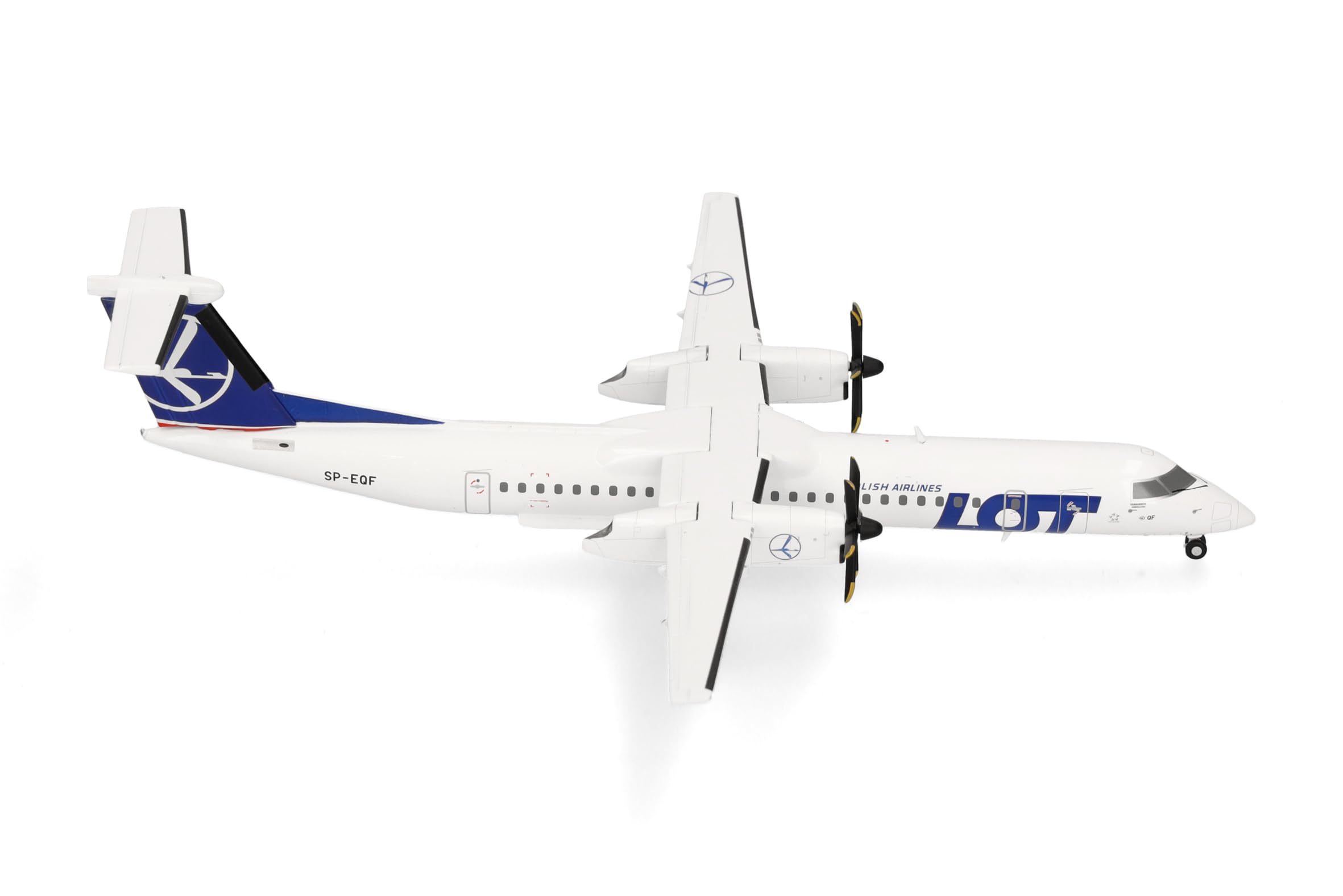Herpa airplane model LOT Polish Airlines Bombardier Q400, on a scale of 1:200, metal miniature with pedastal, model building, collectors edition
