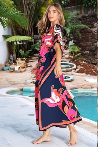 kaftan for women plus size bathing suit cover up vneck batwing dress loose fit moroccan caftan mumu dresses3