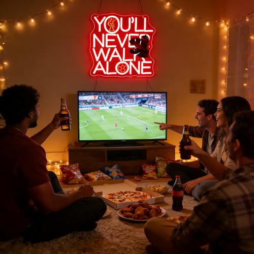 Image of Football Neon Sign for Wall Decor Soccer Team Logo LED Light for Man Cave