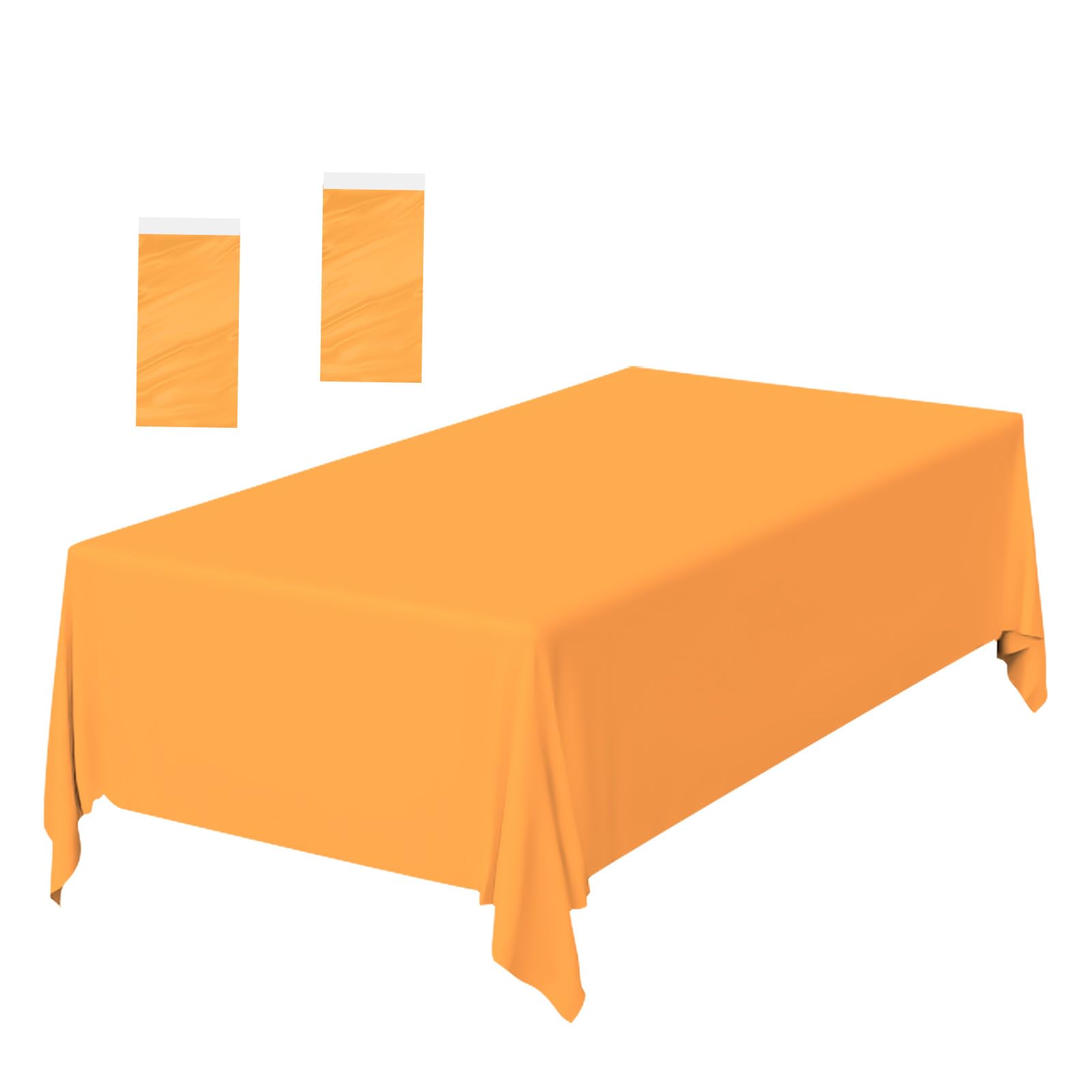 FALIZIFU 2 Pack Orange Plastic Disposable Rectangular Tablecloth for Party Baby Shower Wedding Birthday Thanksgiving — image 1