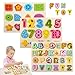 BelleStyle Giocattoli Educativi 3 Anni, Blocchi Alfabeto in Legno Lettere ABC, Numeri, Forme, Puzzle Alfabeto, Giochi Montessori 1 Anno, Giocattolo Educativo per Bambini Ragazze Ragazzi, 3 Pack
