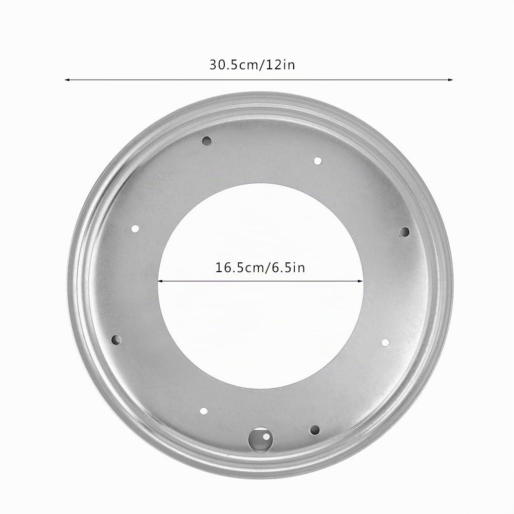 Roulement de Plateau Tournant, 12 Pouces Base de Roulements Épais de Feuille de Plaque Rotative Galvanisée de Forme Ronde pour Table à Manger de Cuisine - Argent
