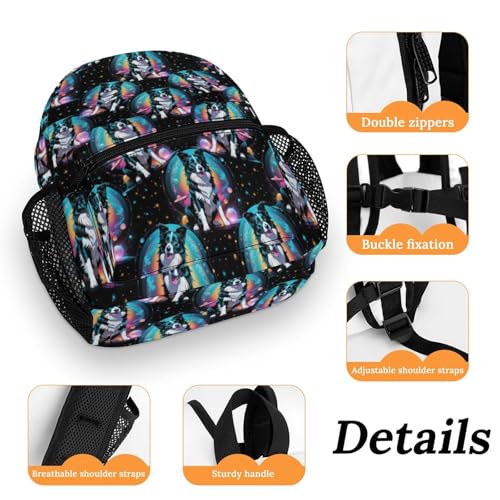 Dog Starry Sky 13 Inch Backpack Lightweight Double Shoulder Bag with Zippers Unisex Daypack3