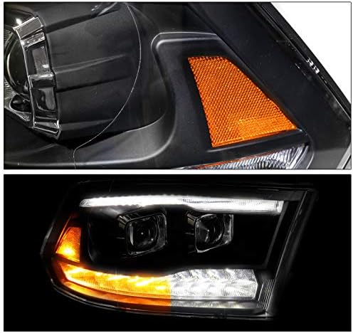 LED DRL/Turn Signal Dual Projector Headlights Black For 2009-2018 Dodge Ram 1500/2010-2018 2500/3500