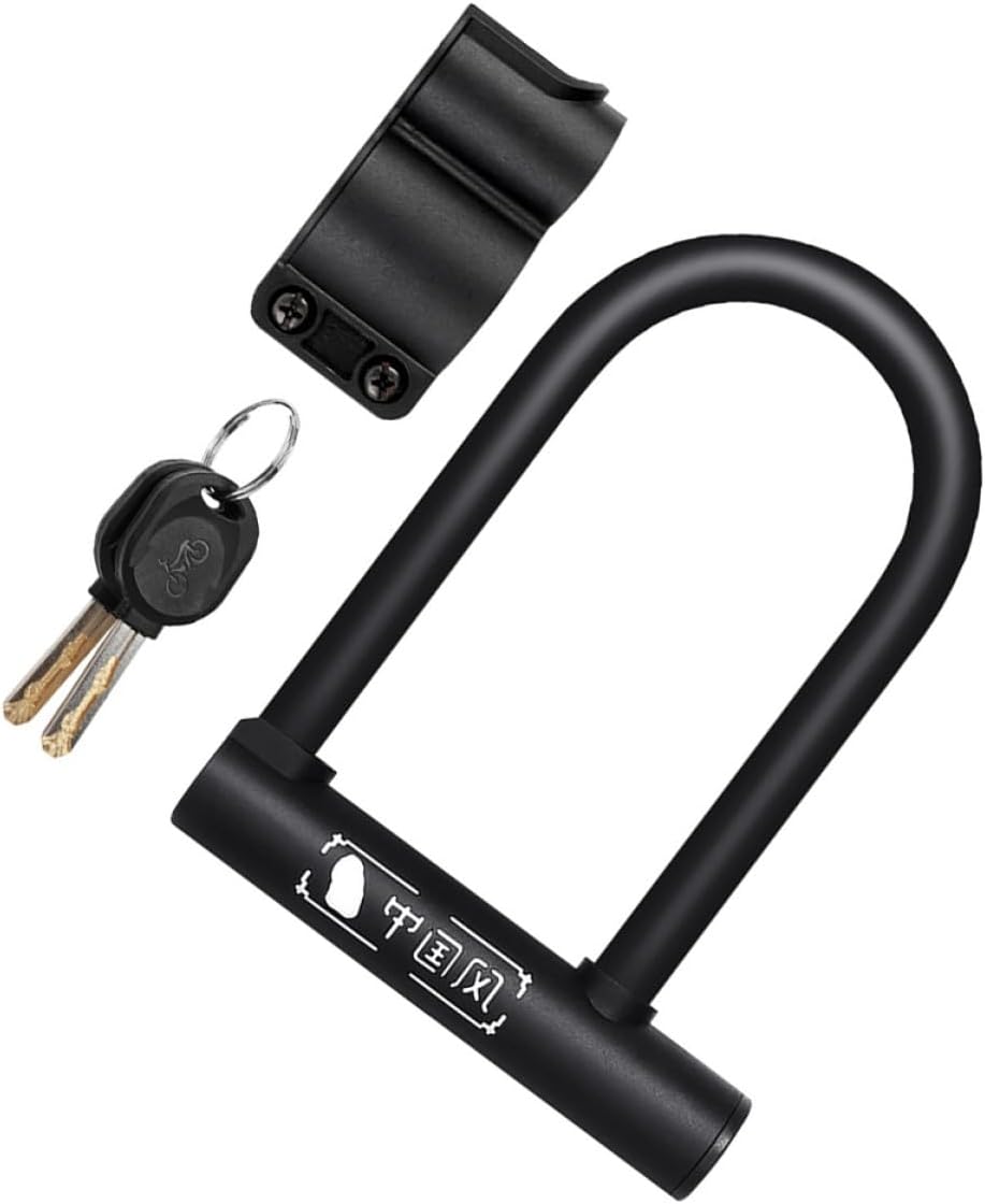 Healvian Lucchetto a U per Bici da Strada e Mountain Bike Lucchetto di Sicurezza 2 Chiavi e Staffa di Montaggio Protezione Antifurto per Uso Esterno e Urbano