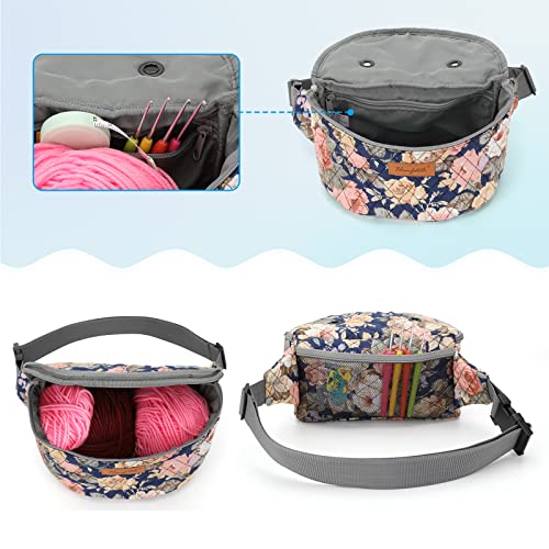 Image of Yarn Crossbody Waist bag Small Yarn Storage Organizer for Yarn Skeins-Organizer for Crochet Hooks and Accessories