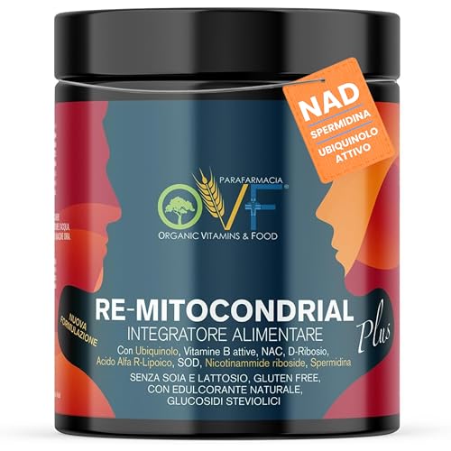 OVF Remitocondrial 420 g, Contiene 28 Principi Attivi in Sinergia per Energia mitocondriale, Contrasta Stress Ossidativo, vitamine del gruppo B, Ubiquinolo, Acido R Alfa Lipoico, Spermidina e NAC