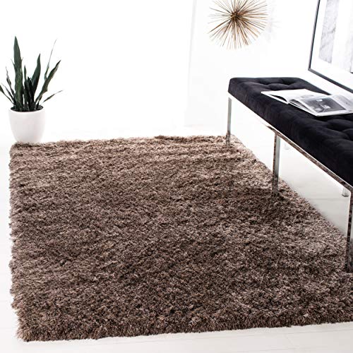 Safavieh Paris Shag Collection SG511 Handmade Silken Glam 2.5-inch Thick Area Rug, 4' x 6', Sable