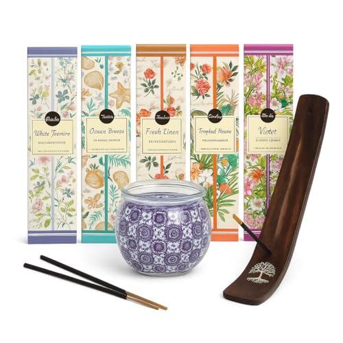 Set de Incienso Natural 100 Varillas (5 Aromas Diferentes) + Vela...