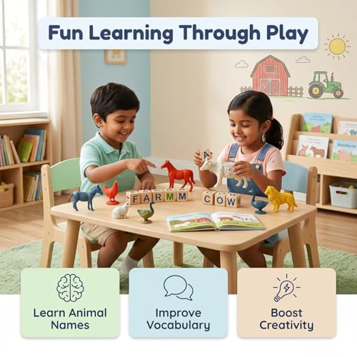 Image of ZESTHOME Farm Animal Toy Set for Kids | Animal Figures 6-8 cm | Cow Horse Goat Dog Duck Toys | Educational Learning Toys | Pretend Play | Birthday Gift for Boys Girls | 12 PCS