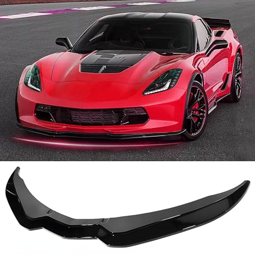 for 2014-2019 C7 Corvette Gloss Black Front Lip (2 Pcs) /Z06/Grand Sport(Not Fits ZR1) STG Front Bumper Lip Splitter Spoiler Air Dams Body Kit Corvette C7 Chin Spoiler