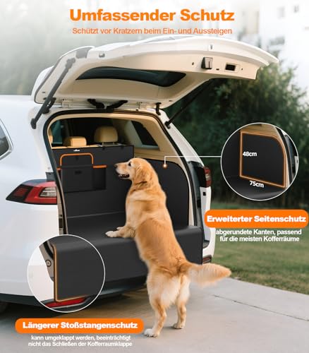 UPAWPIA Kofferraumschutz Hund Seitenschutz Ladekantenschutz Kofferraum Schutzmatte Hund wasserdicht Kratzfest Universale Hundedecke Auto Kofferraum Schutzmatte für SUV LKW 185 * 115 * 48cm
