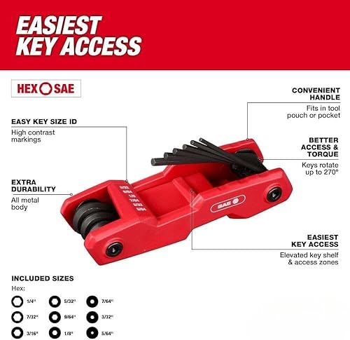 Miniatura 2 de 48-22-2183 para Milwaukee 17 llaves hexagonales plegables SAE/juegos métricos - 2PC