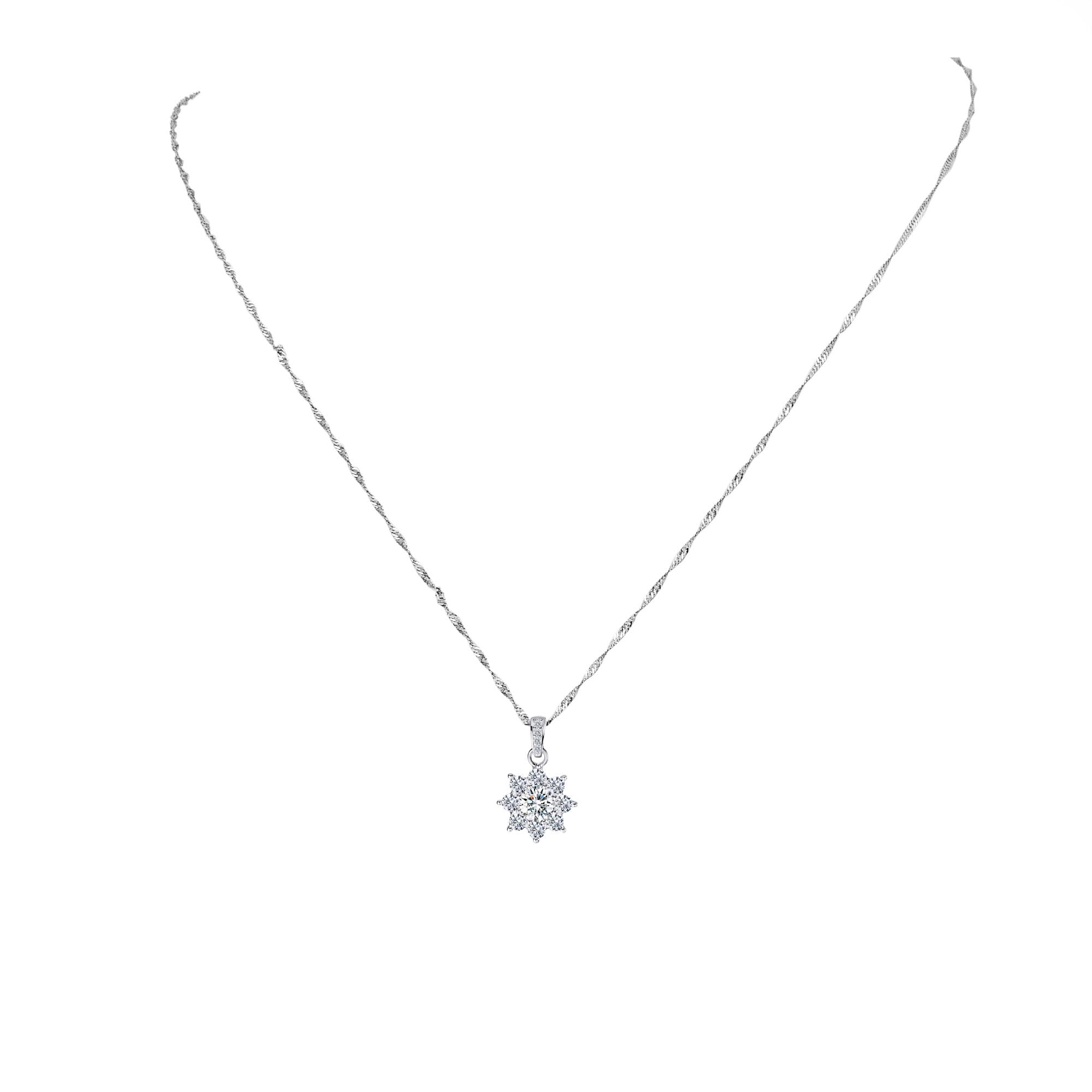 Twisted Curb Kette Halskette Anhänger Stern Zirkon 925 Sterling Silber Damen/Herren Halskette
