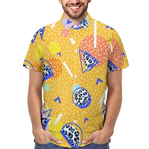 BONLOR Retro Classic para hombre, Leopardo azul vintage de los años 80 y 90, L