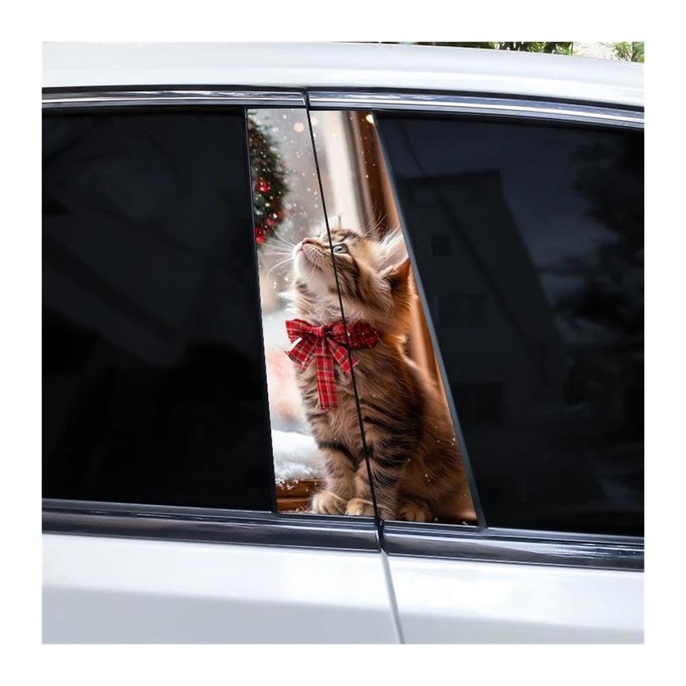 Body Parts 2pcs DIY Car Center Pillar Decals Cat Funny Car Styling Vinyl Stickers(I)