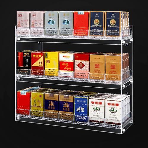 Présentoir mural pour magasin transparent avec distributeur automatique de cigarettes gain de place