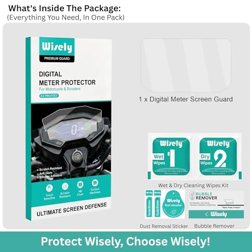 Image of Wisely Pack 2 - Screen Guard for NEW HERO XTREME 125R & 160R (2025-26) Bike - TFT Display Digital Meter Protector - HD Clear, Full Cover - Easy Installation Kit - Xtreme125R Instrument Cluster Accessories