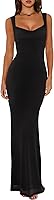 REORIA Women's Cowl Neck Mesh Sleeveless Bodycon Maxi Dress - Sexy Summer Tank Long Dress with Sheer Overlay