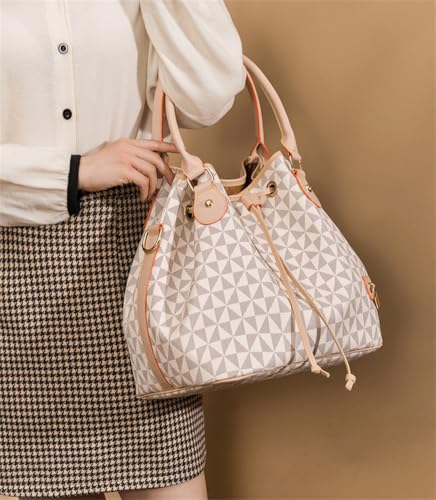 Printed Bucket Bag for Women Fashion Handbag Shoulder Bag Leather Bucket Crossbody Purse Top Handle Handbag with Drawstring2