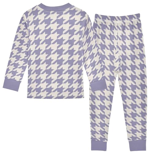 Classic Houndstooth Pajamas Sets Cute Long Sleeve Pants Set for Night Wears2