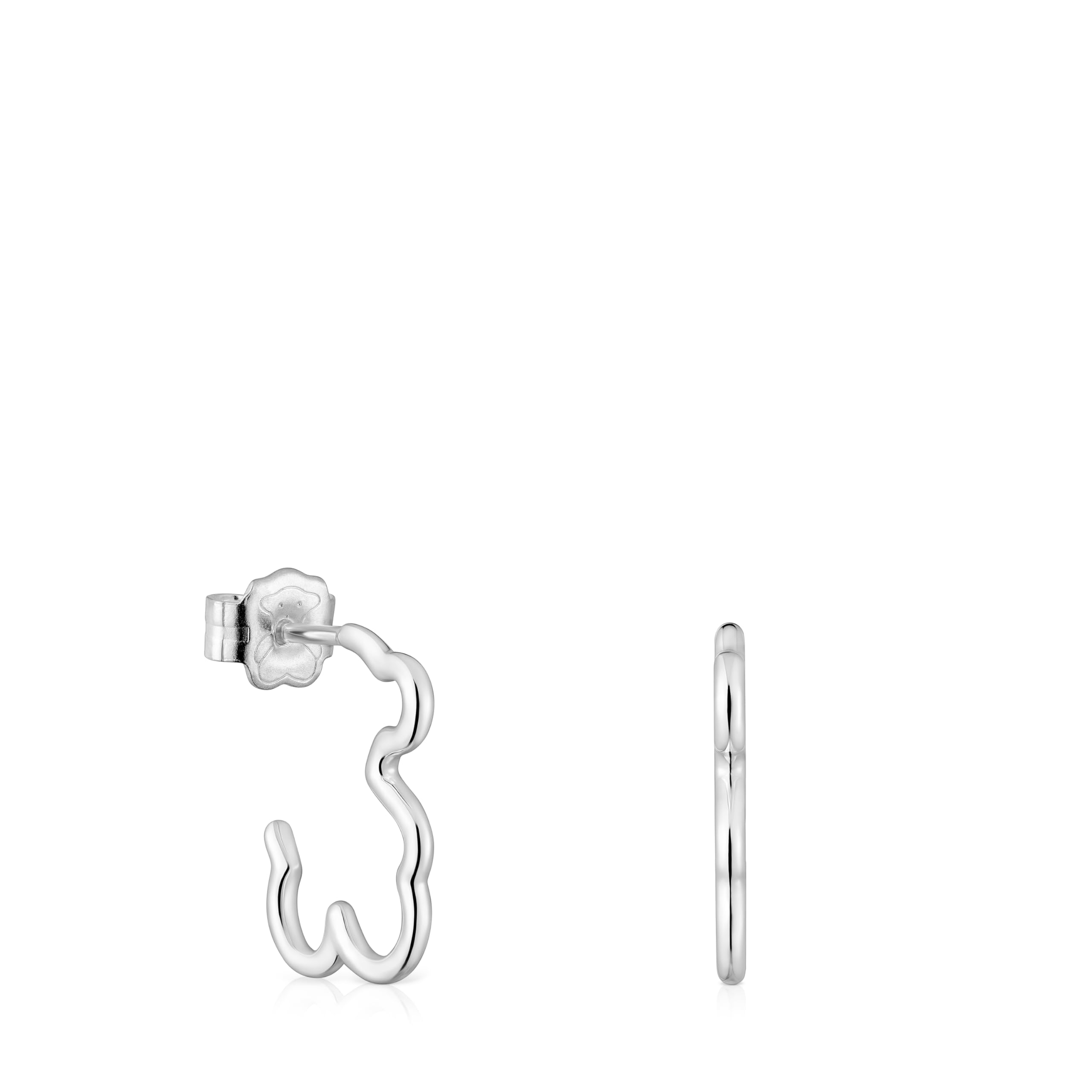 TOUS Pendientes de Plata de Primera Ley para Mujer con Motivo de Oso de 16 mm, Colección Silueta