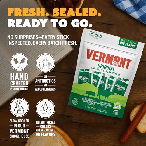 Vermont Smoke & Cure - Original Beef & Pork Meat Sticks - Protein Snacks - On the Go Healthier Snack for Adults & Kids - 0.5 oz, 8 Pouches, 48 Count - image 5