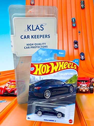 Hot Wheels Tesla Model 3 (Black) 3/5 Luxury Sedans 2022 - (Long Card) - COMES IN A KLAS CAR KEEPER PROTECTIVE COLLECTORS CASE - HDH14 - Image 2