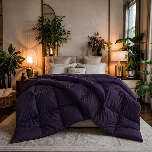 Image of Luxury Hotel Collection Cotton Comforter | All-Season Lightweight Quilt for Hot Sleepers | Plush, Breathable & Box-Stitched (Twin /Twin XL) Purple