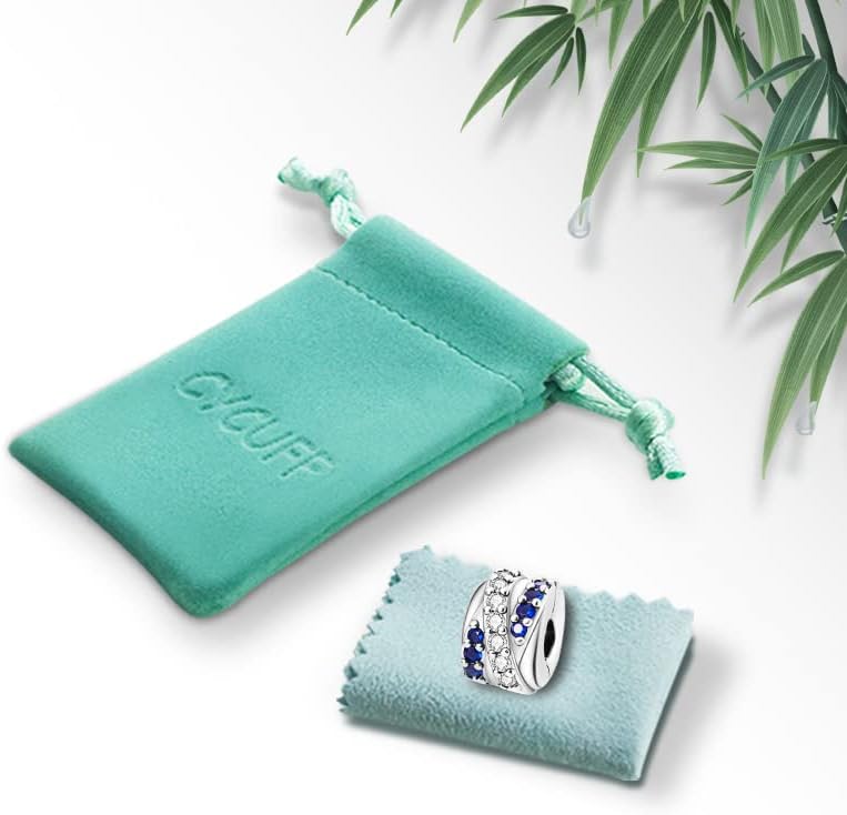 Miniatura 7 de CYCUFF Abalorio espaciador de clip para pulsera de plata de ley 925 con estrella y luna pavimentada con circonita cúbica, cierre de clip, regalo