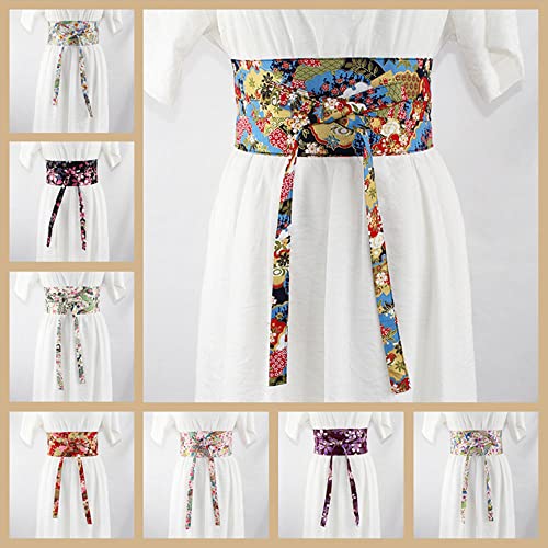 Wide Japanese Floral Belt Corset Obi Tie Waistband for Kimono Yukata Dress Shirt Retro Sash3
