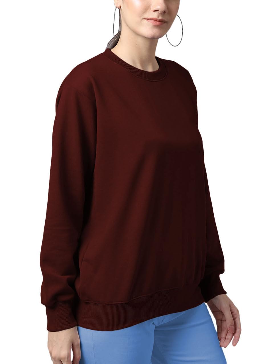 Women's Cotton Stretchable Round Neck Full Sleeve Regular Fit Sweatshirt Winter Wear Pullover Tshirt Men| Women| Girls and Boys L322 7800 (34_Brown)-picture-14