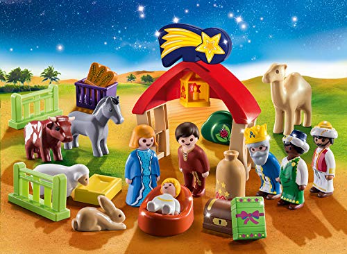 PLAYMOBIL Adventskalender 2021 - 70259 Weihnachtskrippe mit liebevollen Figuren, Tieren und Zubehörteilen hinter jedem… – Bild 3