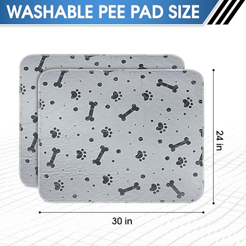 Image of Washable Puppy Pads for Dogs 2 Packs 24'' x 30'' Reusable Pee Pads for Dogs Waterproof Heavy Absorbent Puppy Training Pads for Indoor Dog Mats