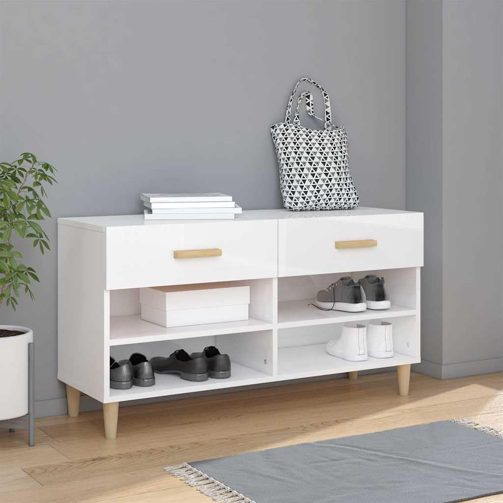 Scarpiera bianca lucida 102x35x55 cm