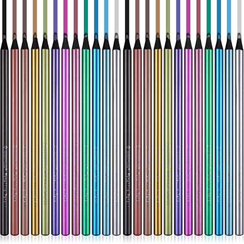 Zhehao 24 Pcs Metallic Colored Pencils Wood Drawing 12 Assorted Colors Sketching Pencil Colorful School Supplies for Art Drawing Coloring Book