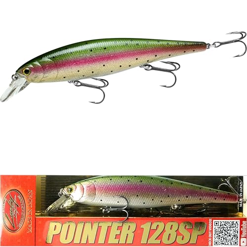 LUCKY CRAFT Pointer 128, 276 Laser Rainbow Trout, Jerkbait, Tournament-Winning Freshwater Bass Fishing Lure, Suspending Hard Bait with Side-to-Side Action, Built-in Rattle, and Weight Transfer System
