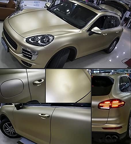 Image of CVANU Air Release Light Gold Matte Chrome Metallic Car Vinyl Vehicle Wrap CV-15 12''x100''inch