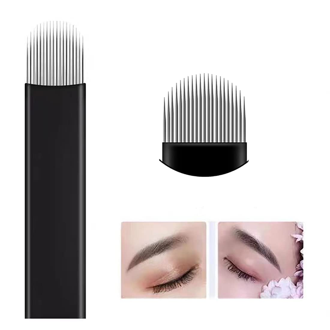 Bella Faccia Microblading Needles 14U Shape Tattoo Eyebrow Needle Manual Microblade Pen Permanent Makeup Supplies Blade (Pack of 50 pc)- Black-image-47