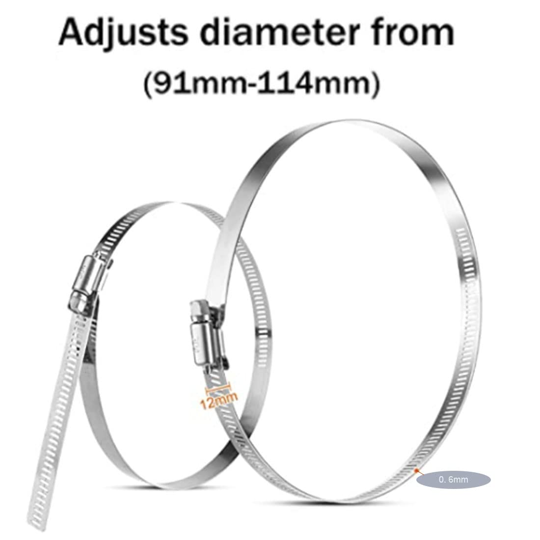 8 Pezzi 91-114mm Fascette Stringitubo in Metallo di Grandi,Fascette Per Canali In Acciaio Inossidabile 304,per il Fissaggio di Tubi Tubazioni del Carburante,Tubi di Ingresso e Uscita