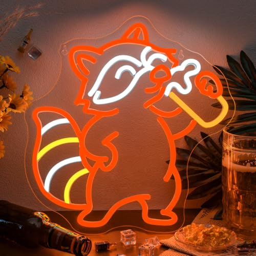 Image of Raccoon Beer Neon Sign Raccoon Neon Light Wall Docer for Bar & Man Cave
