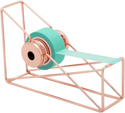 Amber Lash Cortador de cinta dispensadora de cinta de alambre de metal de oro rosa para extensiones de pestañas y spa de belleza, soporte de cinta